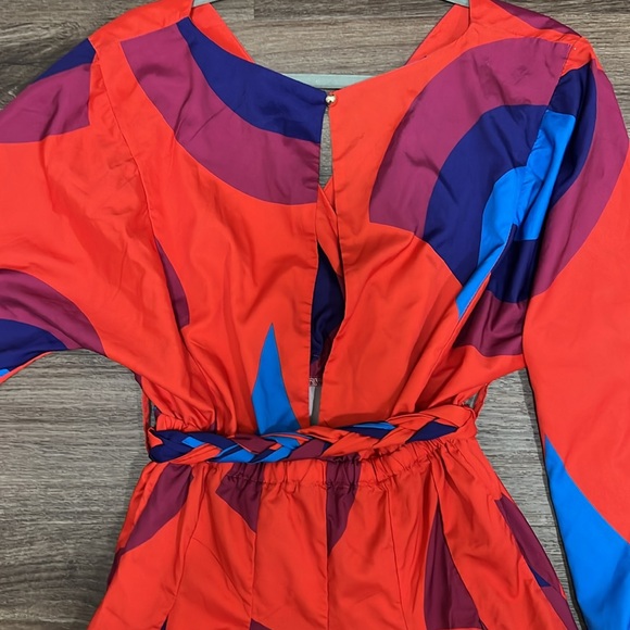 Red colorful dress with tie/ medium - Picture 5 of 7